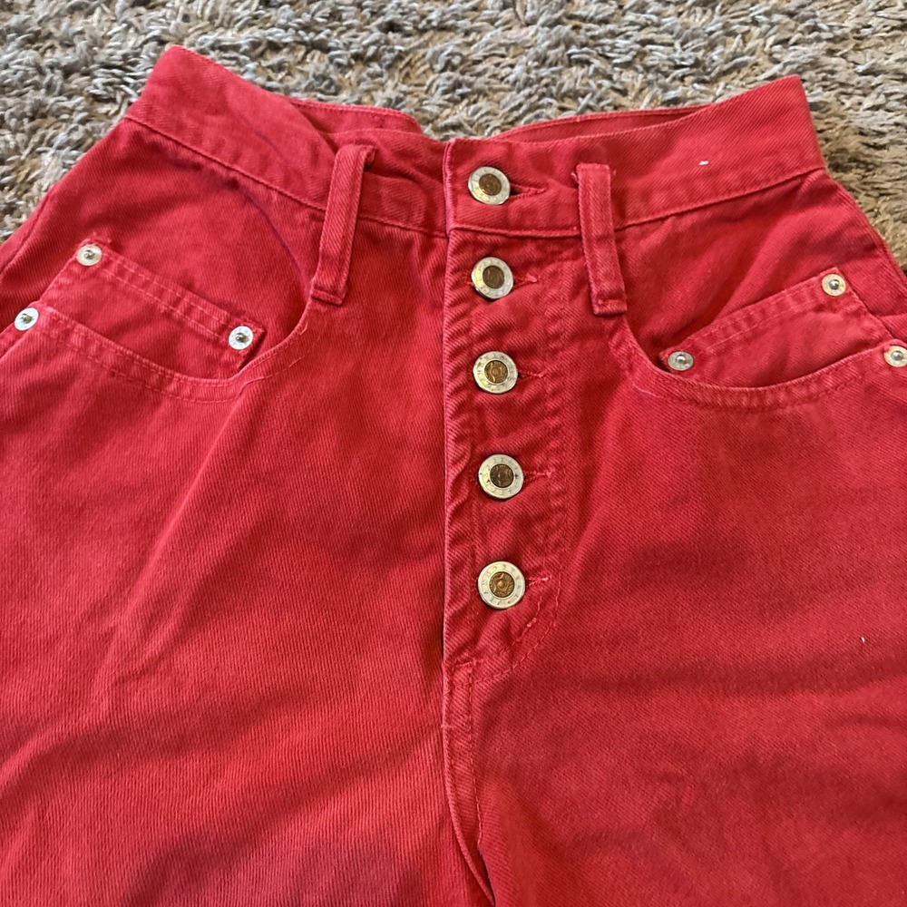 Vintage Steel Jeans 80s‎ 90s Y2K High Rise Red Shorts sz 3 USA High Rise EUC - Picture 2 of 5